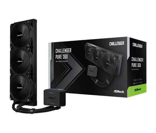 ASROCK Vodní chladič Challenger Pure 360, 3x120mm, LGA1851, AM5, černá