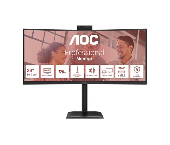 AOC MT VA 34" CU34E4CW - VA panel, 3440x1440, 120Hz, HDMI, DP, USB-C