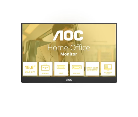 AOC MT IPS LCD WLED 15,6" 16T20E2 - IPS panel, 1920x1080, 2x USB-C, Mini HDMI, Repro, Přenosný