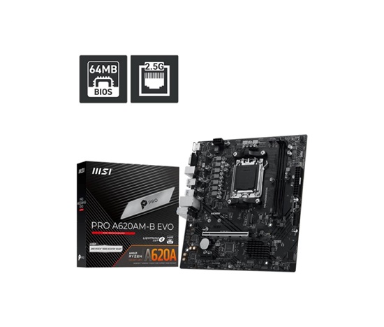 MSI MB Sc AM5 PRO A620AM-B EVO, AMD A620A, 2xDDR5, 1xHDMI, 1xVGA, mATX