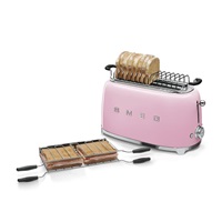Smeg TSF02PKEU, toustovač / topinkovač, 4 toasty, 6 úrovní opékání, zásuvka na drobky, styl. 50. let, růžový