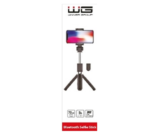BAZAR - WG - Selfie tyč WG 6, Selfie tyč + tripod, teleskopická, s bluetooth tlačítkem, černá - Poškozený obal (Komplet)