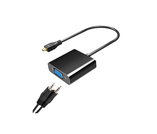 WG Adaptér Micro HDMI (male) to VGA (female; D-Sub DE-15)