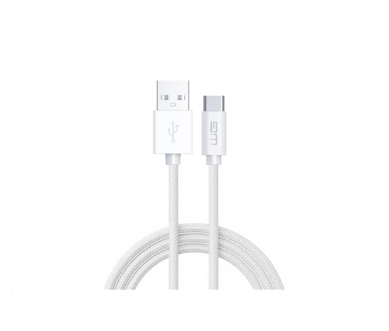 WG Datový kabel Type C-USB-A/1m/nylon braided/white