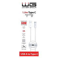 WG Datový kabel Type C-USB-A/1m/nylon braided/white