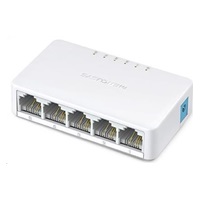 <h1>BAZAR - MERCUSYS switch MS105 - poškozený obal</h1>
<h2>5-Portový stolní switch 10/100Mb/s</h2>
<ul>
<p>
Díky stejné velikosti, jako kreditní karta, může být MS105 umístěn kdekoliv ve vaší domácnosti, aniž by zabíral příliš mnoho místa. Jeho design bez ventilátoru umožňuje, aby zůstal nenápadný, bez ohledu na to, jak dlouho běží.
</p>
<li>Pět 10/100Mbps automaticky přepínatelných RJ45 portů s podporou MDI/MDIX</li>
<li>Snadné připojení k síti</li>
<li>Kompaktní design pro flexibilní uspořádání</li>
<li>Nastavení Plug and play, bez nutnosti konfigurace</li>
</ul>

<p><strong>Stránky produktu:</strong> 
<a title="MS105" href="https://www.mercusys.com/cz/product/details/ms105" target="_blank">https://www.mercusys.com/cz/product/details/ms105</a></br></p>


<b>Technické specifikace</b>
<table>
<body>
<tr><td><b>Software</b></td><td></td></tr>	
<tr><td>Transfer Method</td>	<td>Store and forward</td></tr>
<tr><td><b>Hardware</b></td><td></td></tr>	
<tr><td>Dimensions (W X D X H)</td>	<td>82 x 49 x 21 mm</td></tr>
<tr><td>Interfaces</td>	<td>5 10/100Mbps ports, auto-negotiation, auto-MDI/MDIX</td></tr>
<tr><td>External Power Supply</td>	<td>External power adapter
<br>	(Output: 5.0VDC/0.6A)</td></tr>
<tr><td>Standards and Protocols</td>	<td>IEEE 802.3, IEEE 802.3u, IEEE 802.3x
<br>	CSMA/CD</td></tr>
<tr><td>Fan Quantity</td>	<td>Fanless</td></tr>
<tr><td>Data Rates</td>	<td>10/100Mbps at half duplex
<br>	20/200Mbps at full duplex</td></tr>
<tr><td>Buffer Capacity</td>	<td>768Kb</td></tr>
<tr><td>Jumbo Frame</td>	<td>2KB</td></tr>
<tr><td>Switching Capacity</td>	<td>1Gbps</td></tr>
<tr><td>LED</td>	<td>Ethernet (1, 2, 3, 4, 5), Power</td></tr>
<tr><td><b>Others</b></td><td></td></tr>	
<tr><td>Certifications</td>	<td>CE, ROHS</td></tr>
<tr><td>Package Contents</td>	<td>5-Port 10/100Mbps Desktop Switch
<br>	MS105
<br>	Power adapter
<br>	Quick installation guide</td></tr>
<tr><td>Environment</td>	<td>Operating temperature: 0°C~40°C (32°F~104°F)
<br>	Storage temperature: -40°C~70°C (-40°F~158°F)
<br>	Operating humidity: 10% ~ 90% non-condensing
<br>	Storage humidity: 5%~90% non-condensing</td></tr>

</body>
</table>