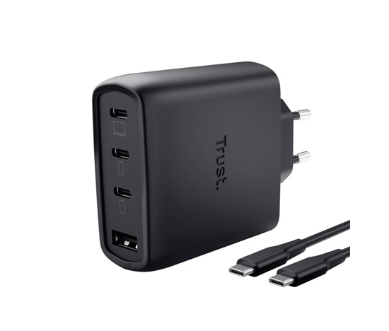 TRUST GaN Nabíječka MAXO 65W, 3xUSB-C,1xUSB-A, černá