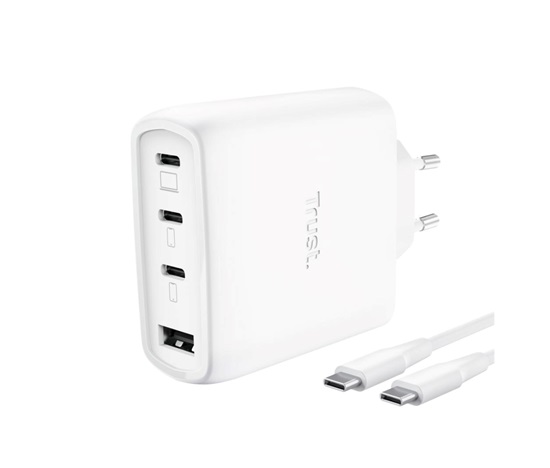 TRUST GaN Nabíječka MAXO 65W, 3xUSB-C,1xUSB-A, bílá