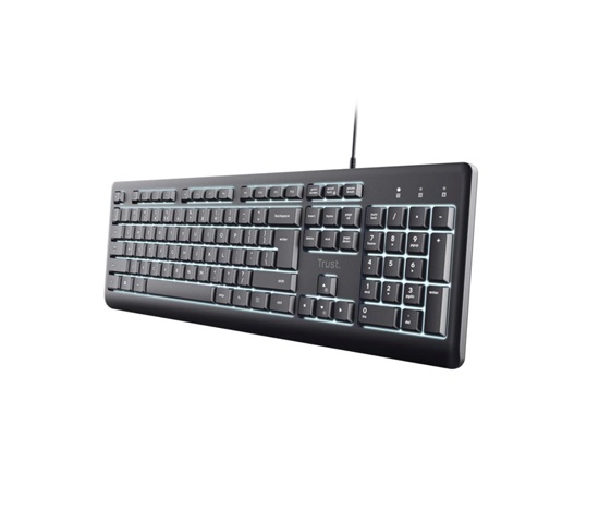 TRUST klávesnice Primo, Membránová, USB-C, Podsvícená, černá