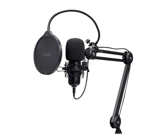 TRUST mikrofon GXT270 Emita II s nastavitelným ramenem, USB-C, černá