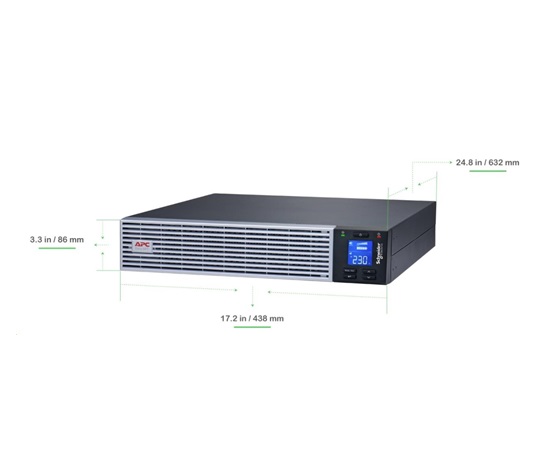 APC Easy UPS On-Line, 3000VA/2700W Li-ion, Rack/Tower 2U, 230V, 6 IEC C13+1 IEC C19 outlets, I.Card Slot,W/ rail kit