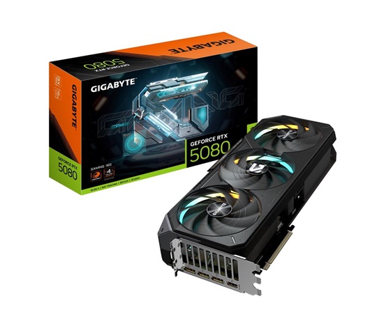GIGABYTE VGA NVIDIA GeForce RTX 5080 GAMING 16G, 16G GDDR7, 3xDP, 1xHDMI