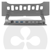 Club3D Nastavitelný hliníkový stojan pro notebook s USB-C hubem na 2xUSB, 1xHDMI, 2xUSB-C, 1xRJ45, 360°, 100W, 4K60Hz