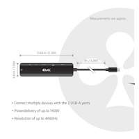 Club3D hub USB-C, 7-in-1 hub s 2x USB, 1xHDMI, 1xUSB-C PD, RJ45, microSD/SD, 140W, 4K60Hz, 1m kabel