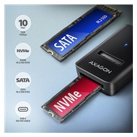 BAZAR - AXAGON ADM2-CM USB-C 10Gbps - M.2 NVMe & SATA SSD adaptér, kabel USB-C 10cm - Poškozený obal (Komplet)