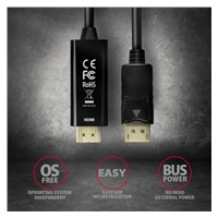 BAZAR - AXAGON RVD-HI14C2, DisplayPort -> HDMI 1.4 redukce / kabel 1.8m, 4K/30Hz - Poškozený obal (Komplet)