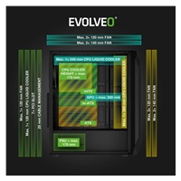 EVOLVEO Xenon, skříň ATX, 4x ARGB ventilátor 120mm, přední panel airflow mesh, černá