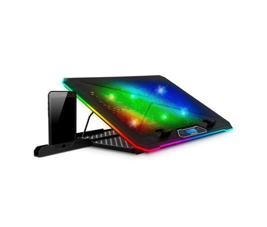 EVOLVEO Ania 9RGB, chladící podložka pod notebook, 6x ventilátor, RGB podsvícení ventilátorů a obvodu