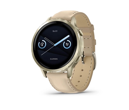 Garmin Venu 4 (41 mm) Zlaté / Bílý silikonový řemínek a Light Sand kožený řemínek, EU (upravit kartu)