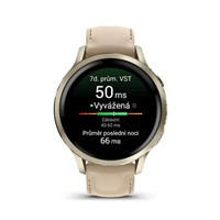 Garmin Venu 4 (41 mm) Zlaté / Bílý silikonový řemínek a Light Sand kožený řemínek, EU (upravit kartu)