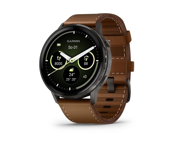 Garmin Venu 4 (45 mm) Slate / Černý silikonový řemínek a Hnědý kožený řemínek, EU (upravit kartu)