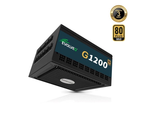EVOLVEO G1200 zdroj 1200W, 80+ GOLD, ATX 3.1, aPFC, 140 mm ventilátor, záruka 3 roky, černý