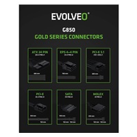 EVOLVEO G850 zdroj 850W, 80+ GOLD, ATX 3.1, aPFC, 140 mm ventilátor, záruka 3 roky, bílý