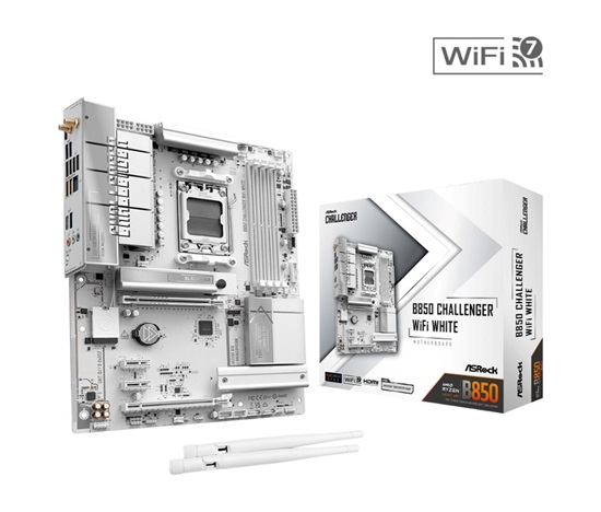 ASRock MB Sc AM5 B850M Challenger WiFi WHITE,  AMD B850, 4xDDR5, 1xDP, 1xHDMI, WiFi, mATX