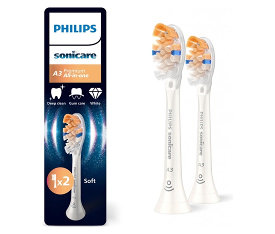 Philips HX9092/87 Sonicare Premium All-in-One A3 2 ks, náhradní hlavice, standardní hlavice, nasazovací, bílá