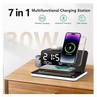 WG Multifunkční zařízení 7v1 (hodiny, datum, teplota, nabíječka telefon+hodinky+sluchátka)