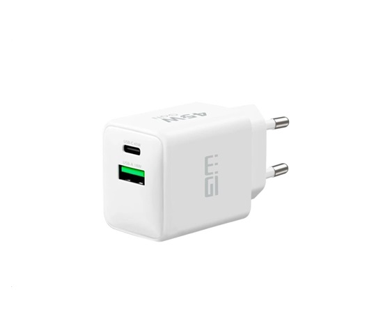 WG Síťová nabíječka GaN 2xUSB (A+C)/USB-C PD45W+USB-A QC3.0 18W/white
