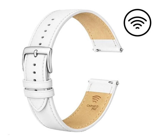Carneo Platební řemínek, bílá kůže 22mm