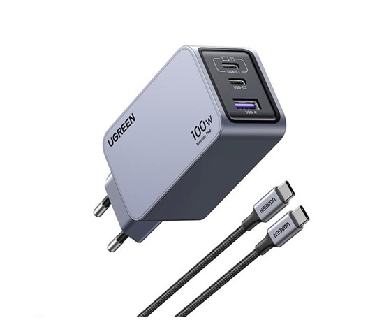 UGREEN síťová rychlonabíječka Nexode Pro 100W 3-Port, 2x USB-C, 1x USB-A
