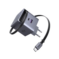 UGREEN síťová rychlonabíječka se zatahovacím kabelem 65W 3-Port, 2x USB-C, 1x USB-A