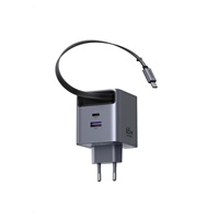 UGREEN síťová rychlonabíječka se zatahovacím kabelem 65W 3-Port, 2x USB-C, 1x USB-A