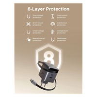 UGREEN síťová rychlonabíječka se zatahovacím kabelem 65W 3-Port, 2x USB-C, 1x USB-A