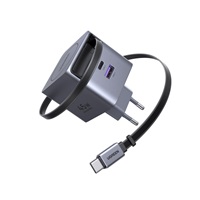 UGREEN síťová rychlonabíječka se zatahovacím kabelem 45W 3-Port, 2x USB-C, 1x USB-A