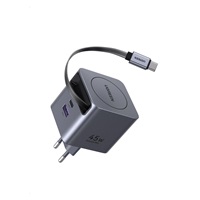 UGREEN síťová rychlonabíječka se zatahovacím kabelem 45W 3-Port, 2x USB-C, 1x USB-A