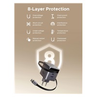 UGREEN síťová rychlonabíječka se zatahovacím kabelem 45W 3-Port, 2x USB-C, 1x USB-A