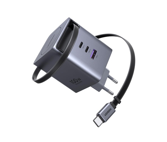 UGREEN síťová rychlonabíječka se zatahovacím kabelem 100W 4-Port