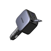 UGREEN rychlonabíječka do auta se zatahovacím kabelem 60W 3-Port