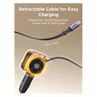 UGREEN rychlonabíječka do auta se zatahovacím kabelem 90W 3-Port, 2x USB-C,1x USB-A