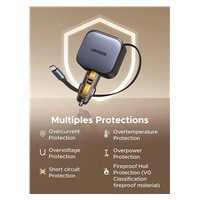 UGREEN rychlonabíječka do auta se zatahovacím kabelem 145W 4-Port, 3x USB-C,1x USB-A