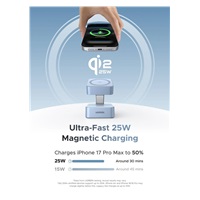 UGREEN magnetická bezdrátová nabíječka 2v1 MagFlow Qi2.2, 25W