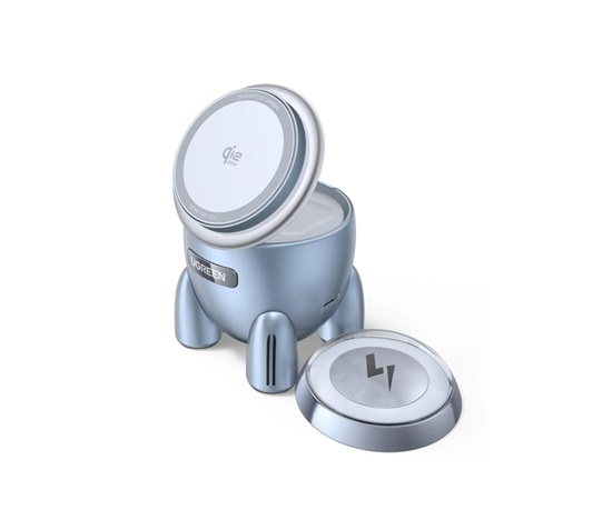 UGREEN magnetická bezdrátová nabíječka 2v1 MagFlow Qi2.2, 25W, MagSafe, raketa