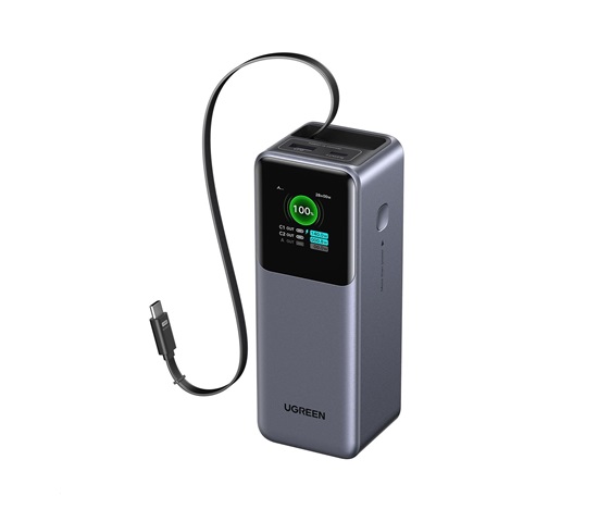 UGREEN powerbanka s rychlým nabíjením 20000mAh 3-port s displejem a zatahovacím kabelem
