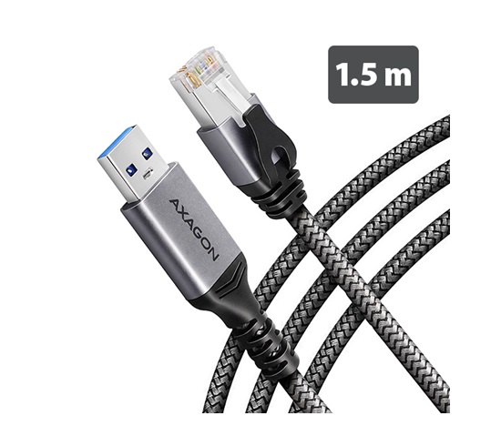 AXAGON ADE-AM15, USB-A Gigabit Ethernet adaptér s integrovaným síťovým CAT6 kabelem RJ-45 (1,5m)