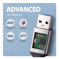 AXAGON ADE-AM15, USB-A Gigabit Ethernet adaptér s integrovaným síťovým CAT6 kabelem RJ-45 (1,5m)