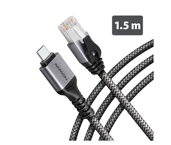 AXAGON ADE-CM15, USB-C Gigabit Ethernet adaptér s integrovaným síťovým CAT6 kabelem RJ-45 (1,5m)