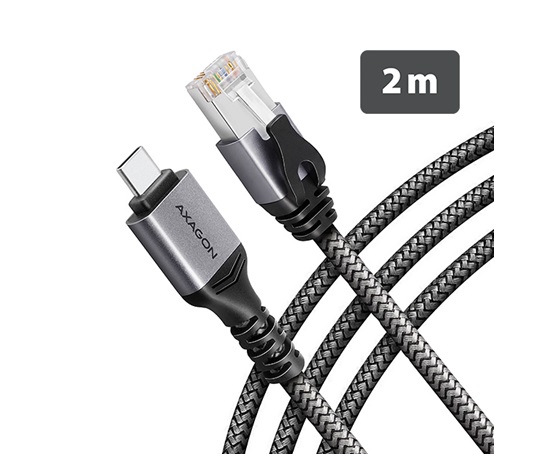 AXAGON ADE-CM20, USB-C Gigabit Ethernet adaptér s integrovaným síťovým CAT6 kabelem RJ-45 (2m)